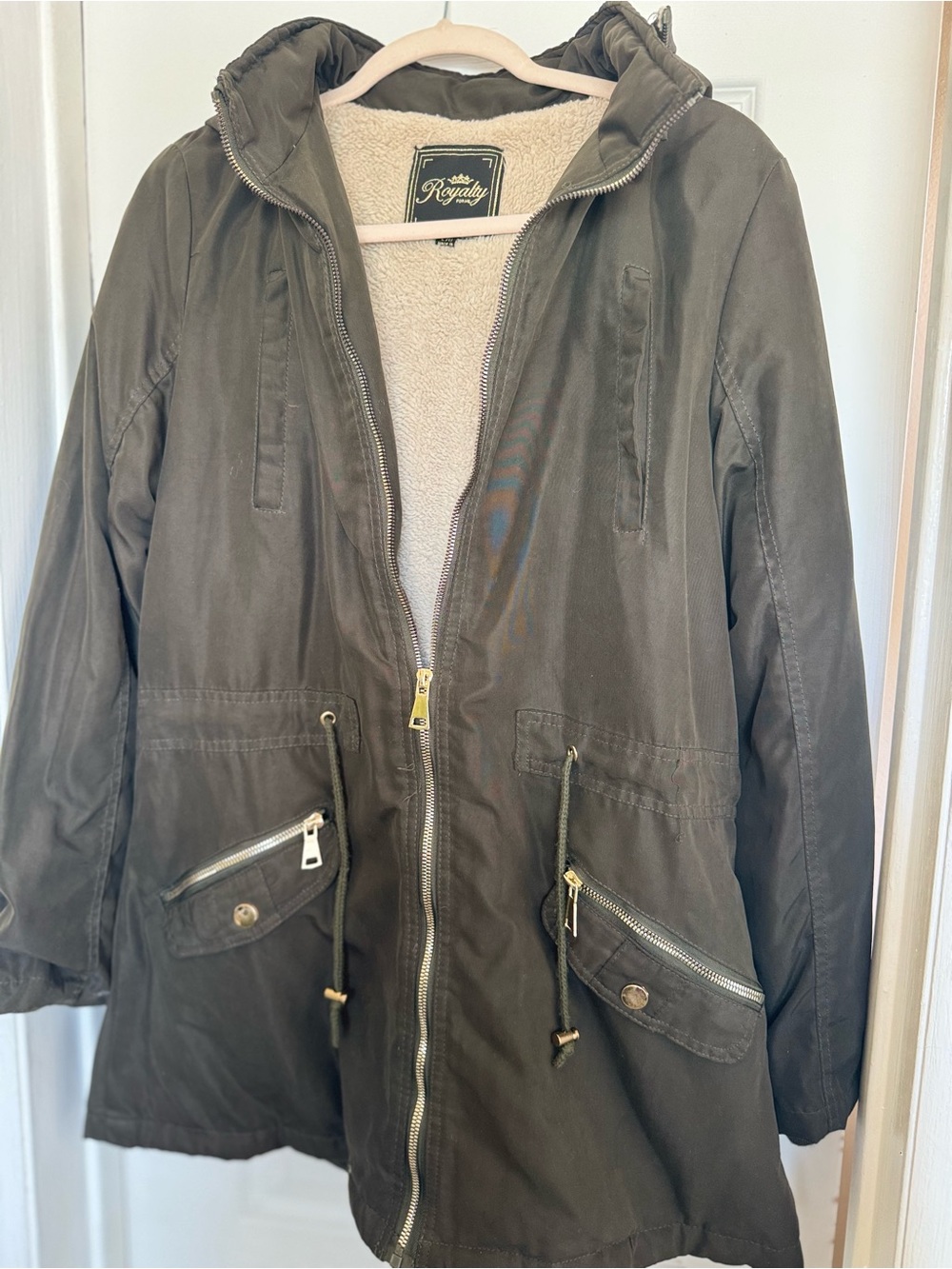 Royalty For Me Olive Green Hooded Utility Parka Jacket